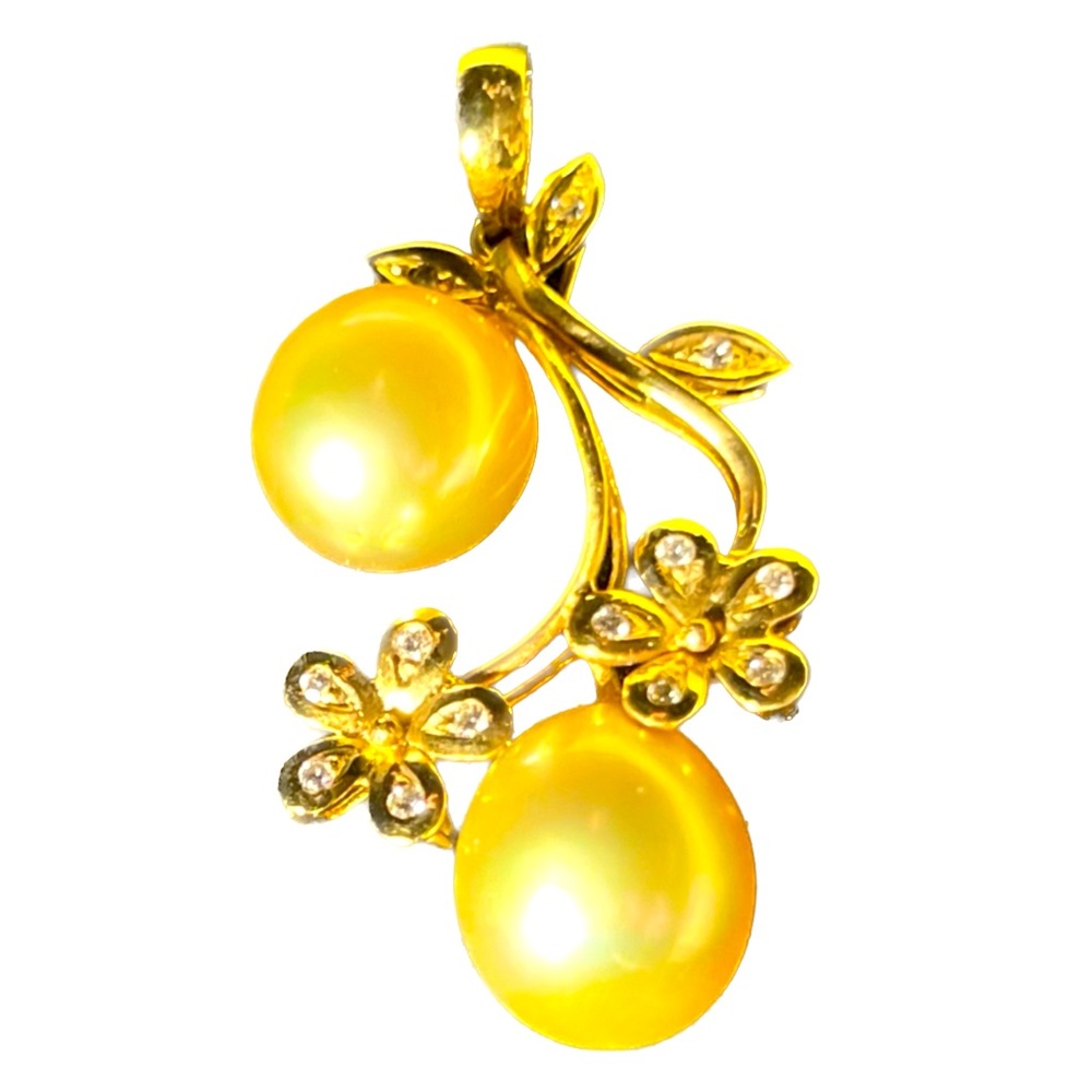 Burmese Gold Pearl with diamond pendant